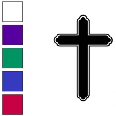 Outlined Cross, Vinyl Decal Sticker, Multiple Colors & Sizes #6817