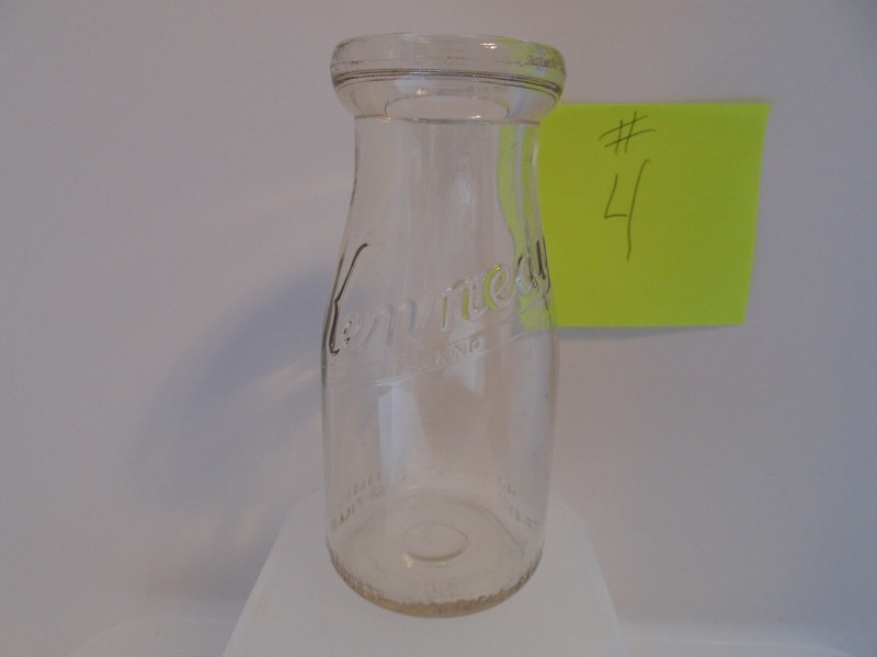 Vintage Kennedy Brand Madison WI Clear Half Pint Glass Milk Bottle 5.50" Tall
