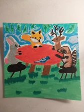 G.A.Titan Acrylic Painting IMPRESSIONISM Game Room Whimsical Animals Artwork 