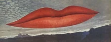 MAN RAY Lips  (No Text) 14" x 37" Offset Lithograph 1966 Pop Art Red, Gray, Brow