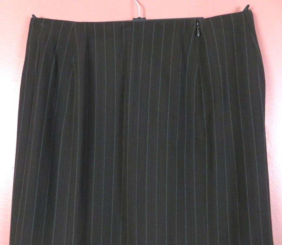 SK16281- DANA BUCHMAN Womens 98% Wool Straight Pencil Skirt Pin Striped Brown 12 - Image 4 of 4