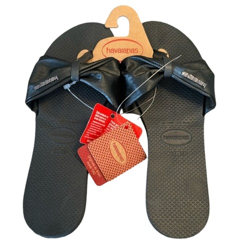 Havaianas You St. Tropez Classic Sandals Flip Flops Black Women's 7/8 W NEW