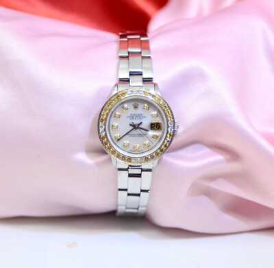 Women Rolex Oyster Perpetual Datejust Watch Stainless Steel w/Diamonds,Sapphires