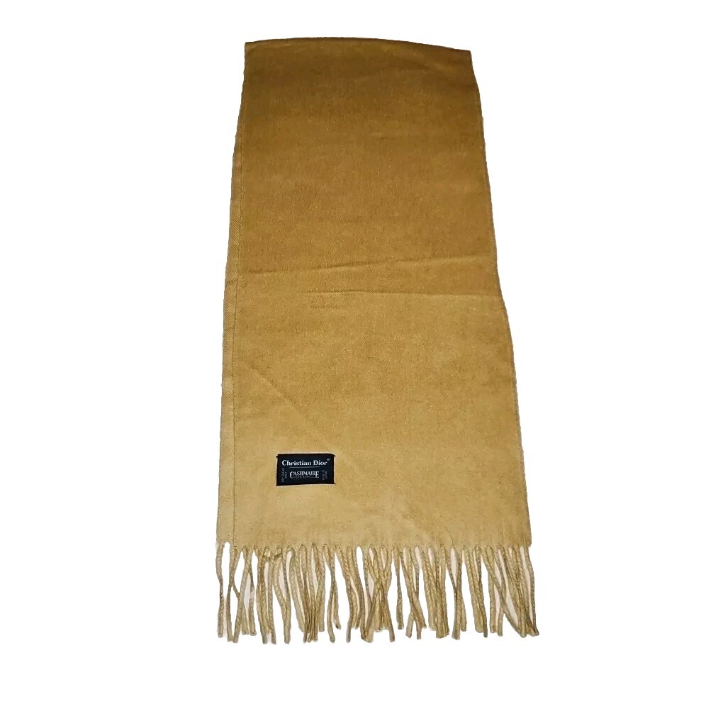 Vintage Christian Dior Cashmaire 100% Acrylic Tan Scarf Made