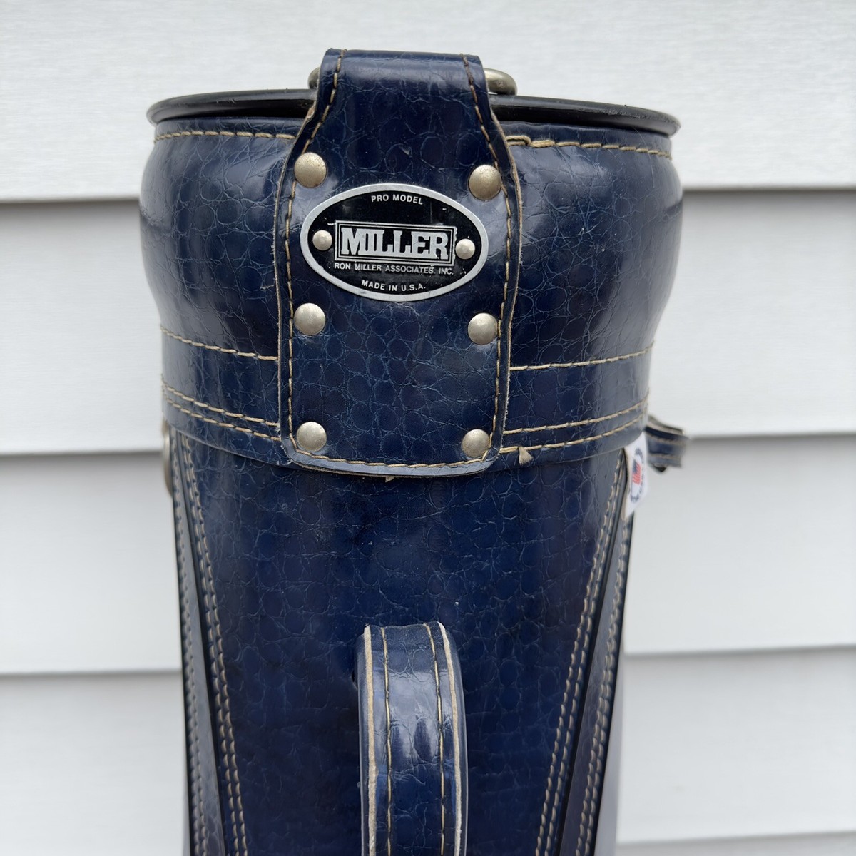 ヴィンテージキャディバッグ　7UP Ron Miller Pro Model Ron Miller Pro Model Golf Cart Bag Navy Blue Leather USA