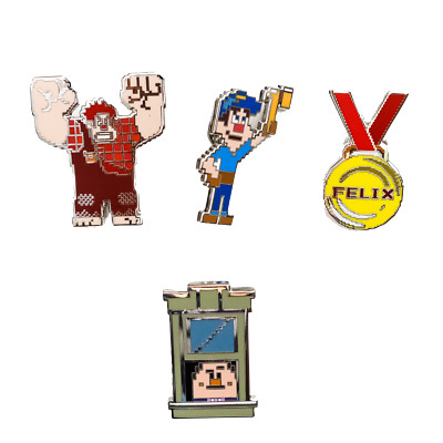 New Loungefly Wreck-It-Ralph Fix it Felix 4-Pc Enamel Pin Set 