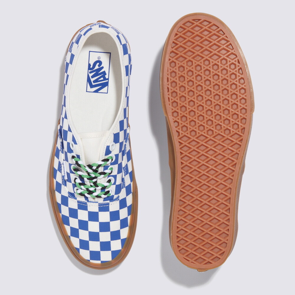 靴 VANS Authentic Era Checker Flag 26.0 New Vans Authentic Checkerboard Black/White/Gum Sneakers Low