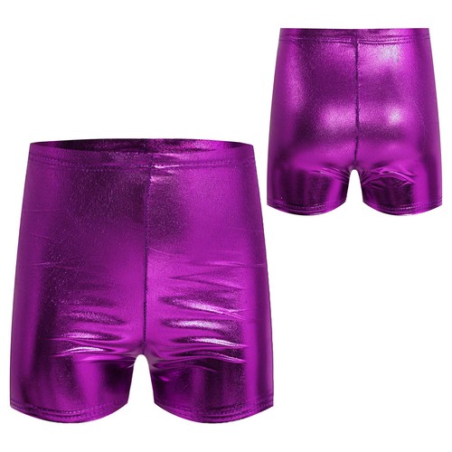 Kids Metallic Party Dance Performance Hot Pants Youth Shorts Practice Costume - Picture 44 of 72