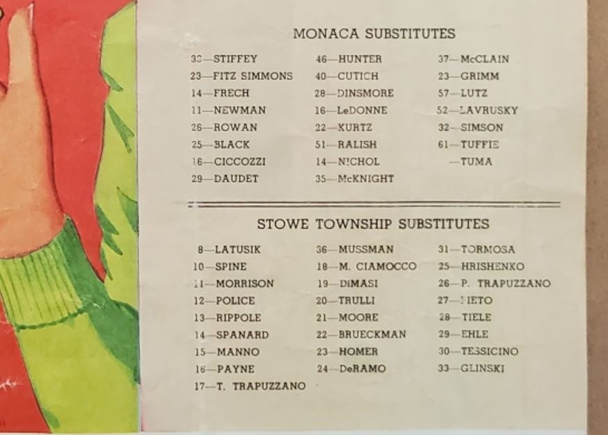 2147—1950 Monaca (PA) vs Stowe Township football program Falak