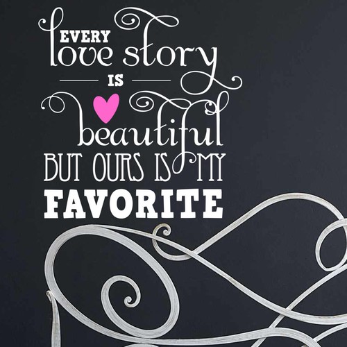 Autocollant Every Love Story Is Beautiful Citation Vinyle Art Mural ...