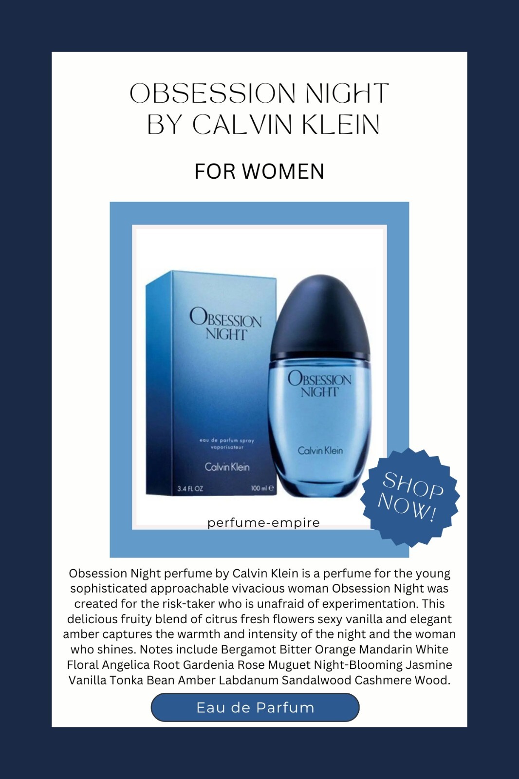 OBSESSION NIGHT by Calvin Klein Perfume for Women oz EDP