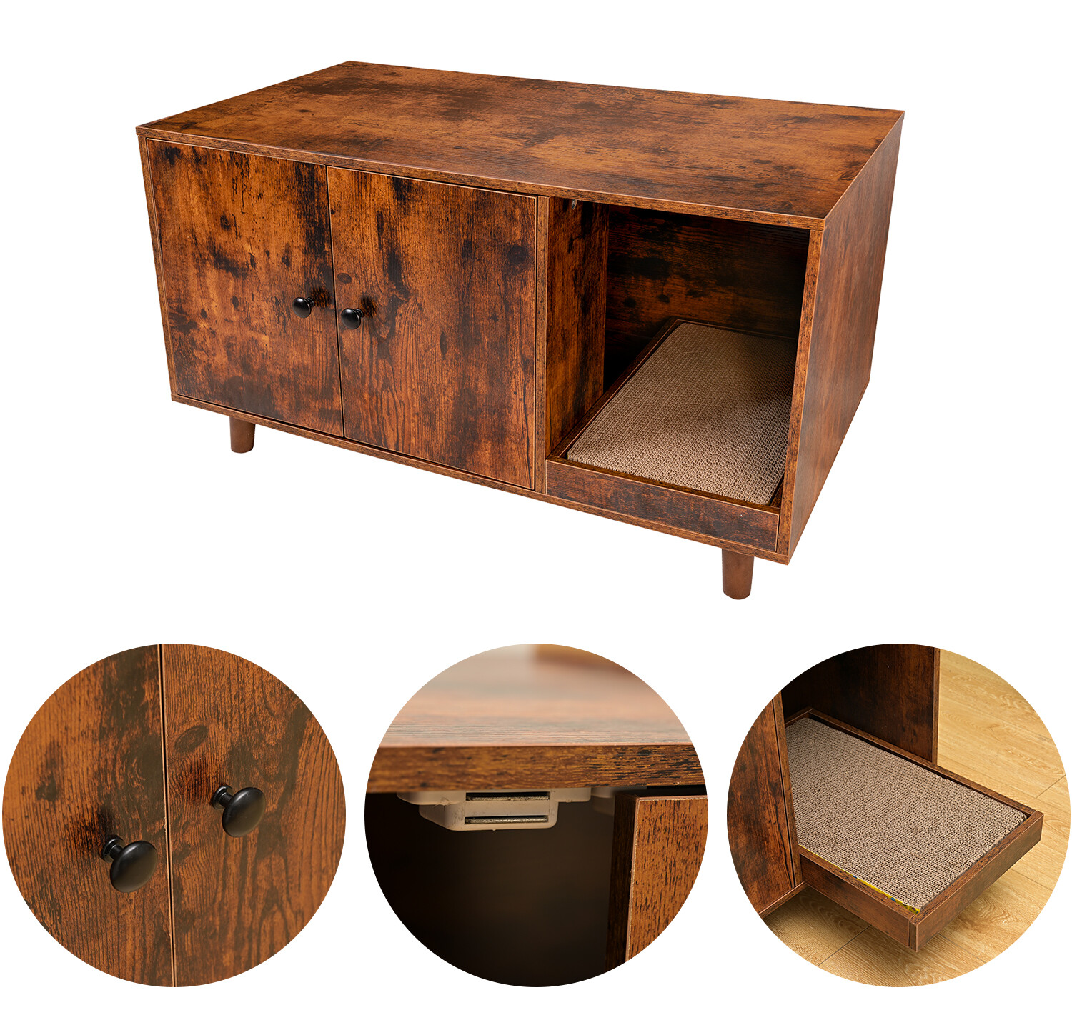 3 in 1 Multifunctional Cat Box w/ 2Doors Hide Cat Litter Box & Cat House eBay