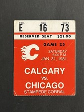 1980-81 CALGARY FLAMES NHL TICKET STUB vs CHICAGO BLACKHAWKS INAUGURAL SEASON