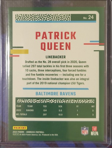 Patrick Queen 🏈🏈 2023 Donruss SP 🔥🔥 2 Card Lot - Picture 2 of 4