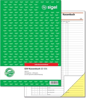 SIGEL SD056 Kassenbuch EDV A4, 2x40 Blatt, selbstdurchschreibend, mikroperforier