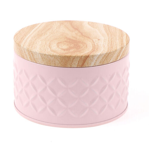 Round Empty Iron Box With Wood Grain Lid Candy Storage Box Diy Candle MakinA-qk - Picture 15 of 16