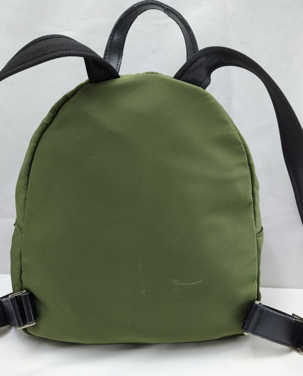 Kate Spade Olive Green Nylon Black Leather Trim Zipper  display picture 1