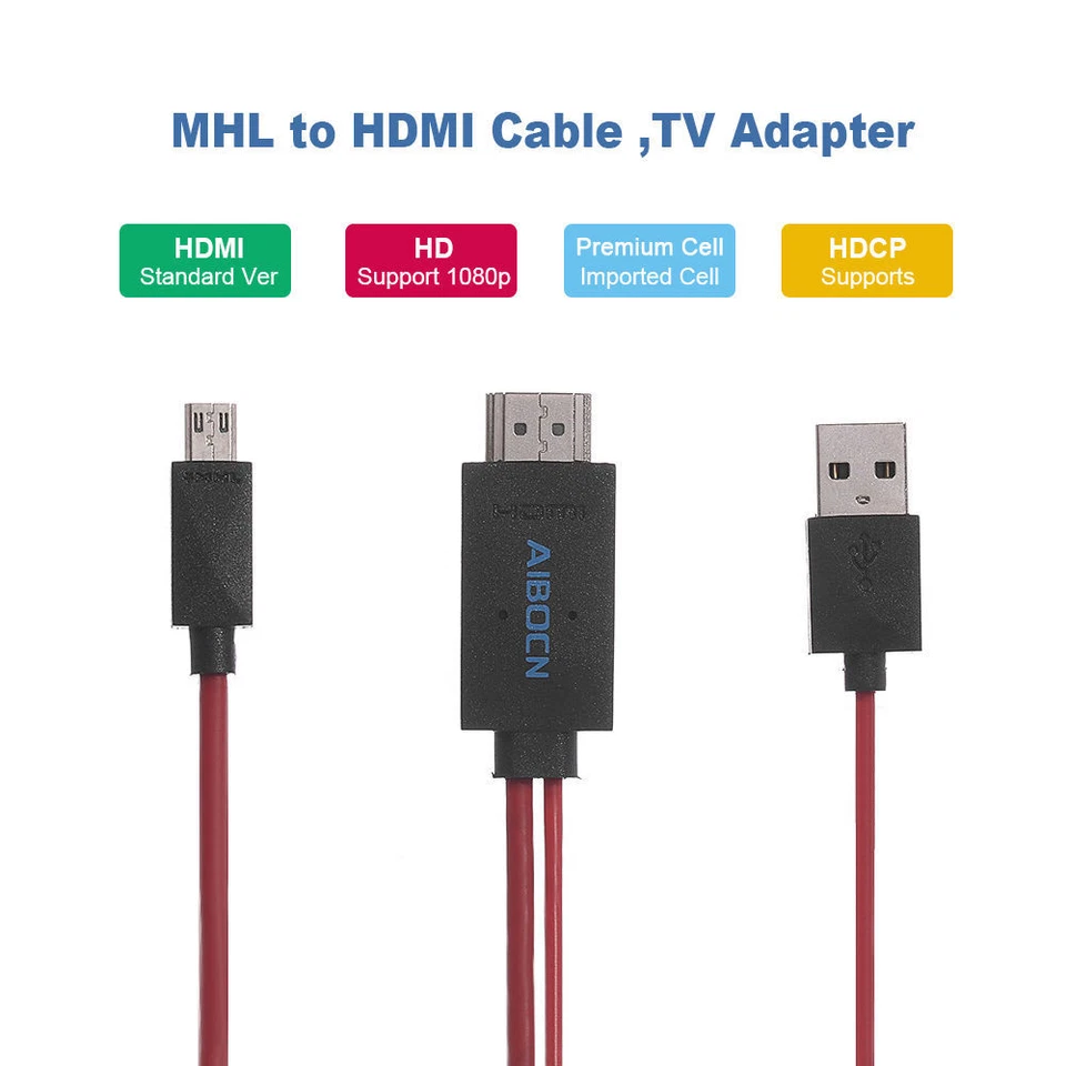 Adaptador de cable MHL Micro USB a HDMI 1080P HD TV para Samsung Galaxy S4 S3 Note 2 Foto 3 de 4