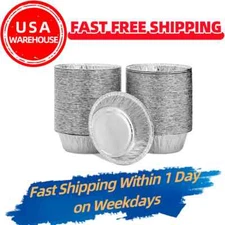 100 Pack Aluminum Round Disposable Foil Pie Pans for Baking, 4.3 inches
