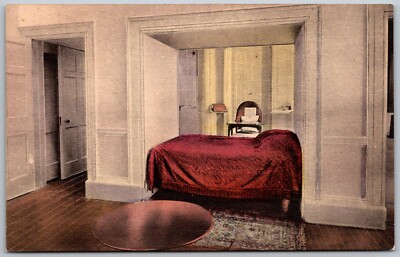Charlottesville Virginia 1930s Hand Colored Postcard Monticello Alcove Bed