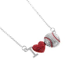  crystal LOVE BASEBALL ball pendant SILVER 20