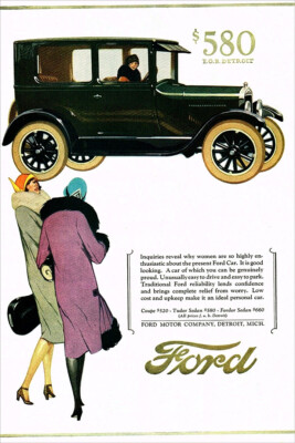 Classic Ford Car Advertising Ladies Original Vintage Wall Art