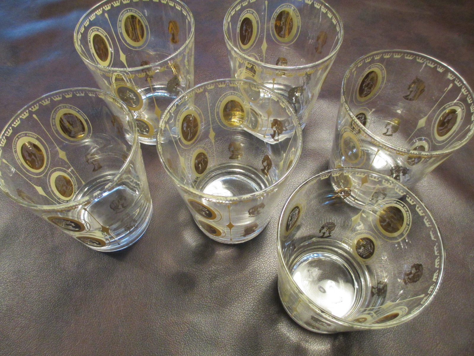 VINTAGE SET 6 MIDCENTURY GOLD ROYAL LADY PORTRAIT COCKTAIL GLASSES eBay