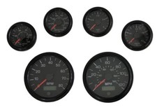 6 Gauge Set Black Wsenders Speedotacho Oil Volt Fuel Temp Gauges 001bb-s 6 Gauge Set Black Wsenders Speedotacho Oil Volt Fuel Temp Gauges 001bb-s