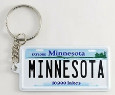Minnesota License Plate Aluminum Ultra-Slim Souvenir Keychain 2.5"x1.25"x0.06"