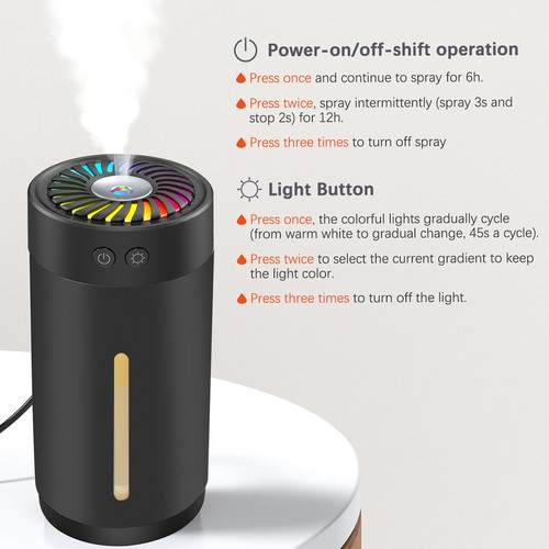 Dodocool 300ml Mini Ultrasonic USB Humidifier RGB Whisper-Quiet Operation Z6T9 - Picture 3 of 7
