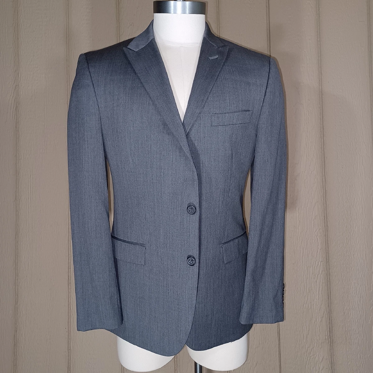 Egara Blazer Mens 44R Gray Suit Jacket Sport Coat Interview Dressy