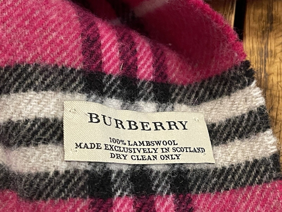 Hot Pink BURBERRY Nova Check 100% Lambs Wool Winter Neck