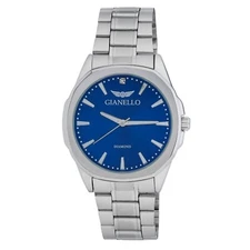 Gianello Genuine Diamond Dial Echo Round Link Watch Carat Size 1/10