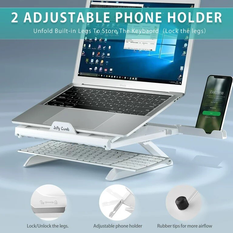 Portable Laptop Stand with Dual Phone Holders for Work or Study