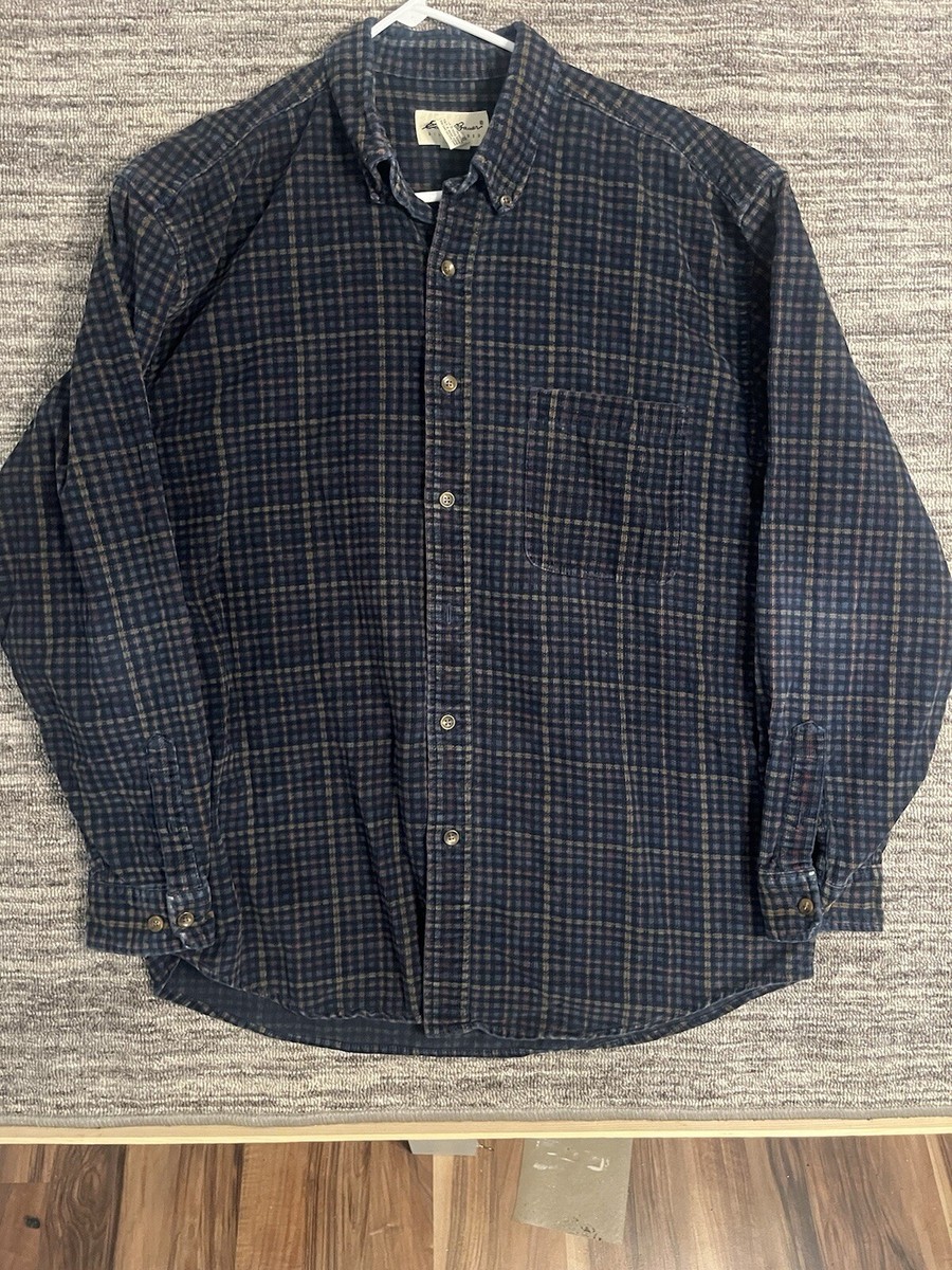Vintage 1990s Eddie Bauer Plaid Corduroy Button-Down Long Sleeve 