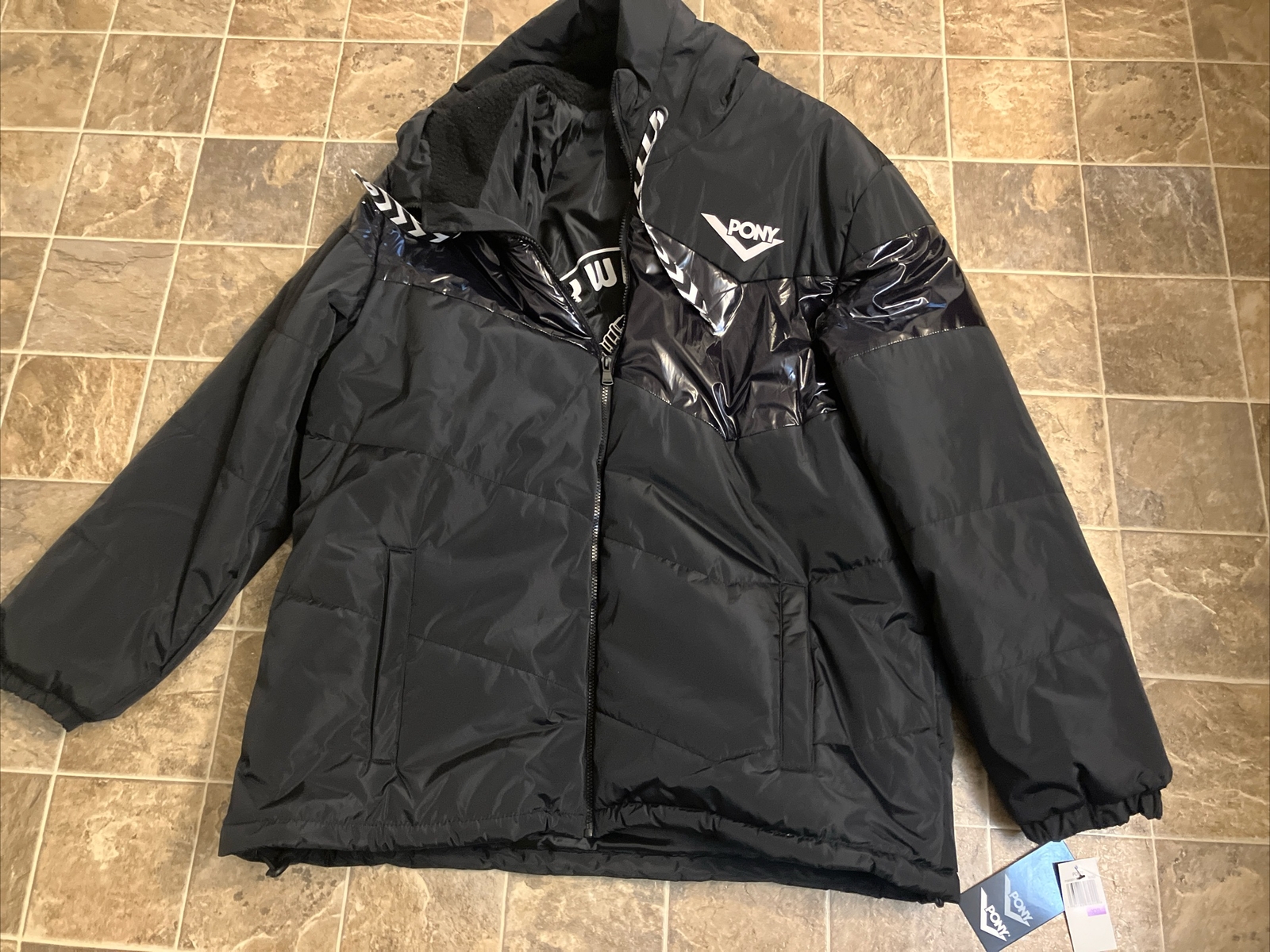 Raro cappotto invernale uomo Pony City Wings nero New York Puffy nuovo XXL 2XL