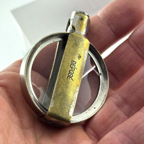 vintage FOLDING LOUPE DEPOSE France Measuring Magnifying Glass zeiss leitz brass - Bild 10 von 23