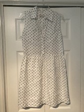 LOFT Women's White & Black Polka Dot Sleeveless Midi Dress Size 6