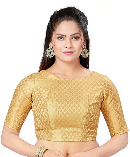 high neck elbow sleeve blouse