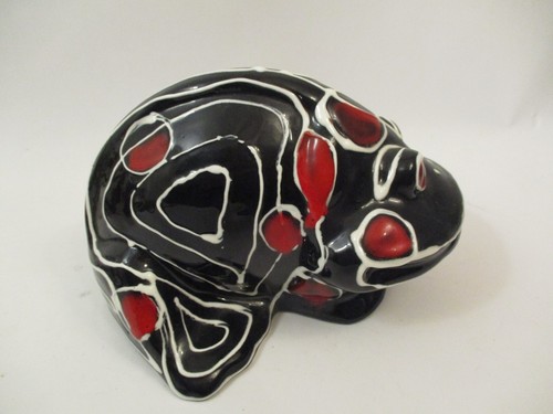 Pair Vintage 1997 Turov Art Ceramics Frogs Black White Funky Abstract Modern - Picture 11 of 12