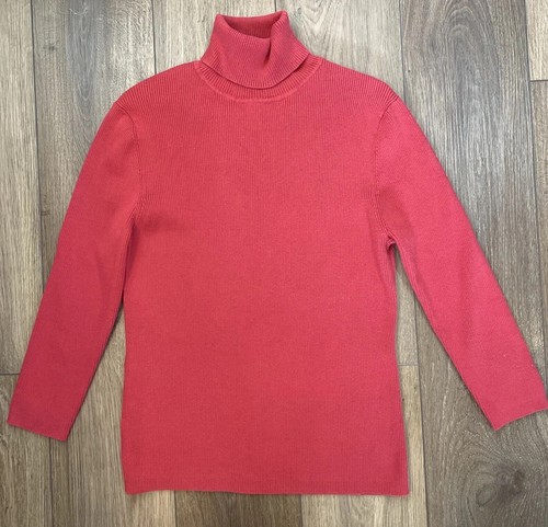 Ann Taylor Loft gerippt Stretch-Rollkragenpullover Shirt rot Damen Größe XL extra groß - Bild 10 von 10