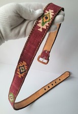 Handwoven Textile And Leather Rancho Belt Maya Guatemala Sz 40