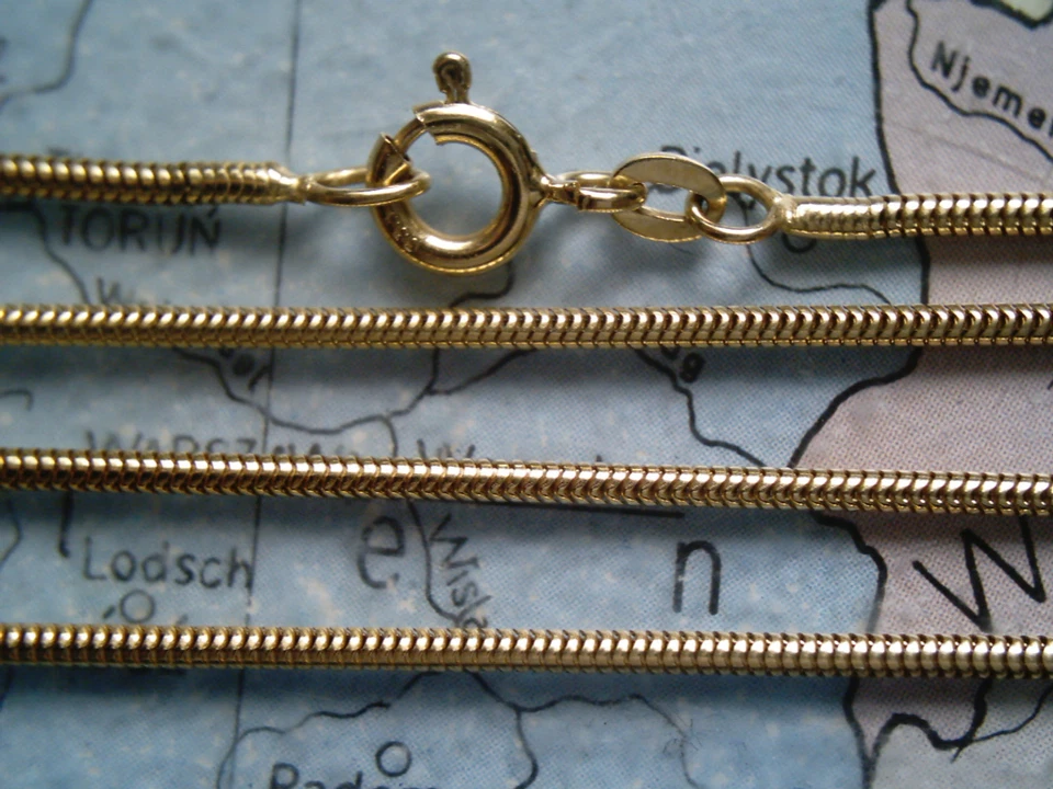 runde Schlangenkette Gold 585 Länge 50 cm x 1 mm, Goldkette 585 Collier 50 cm - Bild 1 von 1