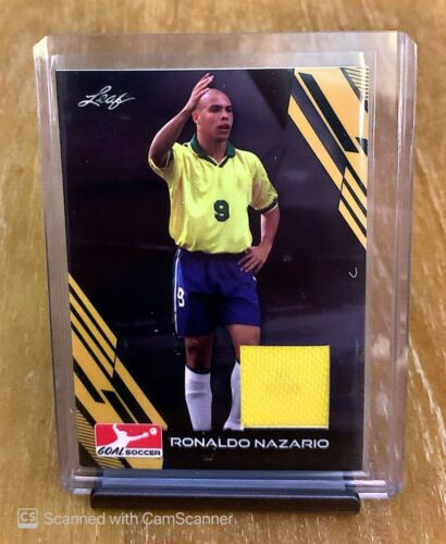 2023 Leaf GOAL Soccer Ronaldo Nazario Game Used Jersey Patch Brazil LEGEND - Picture 1 of 2