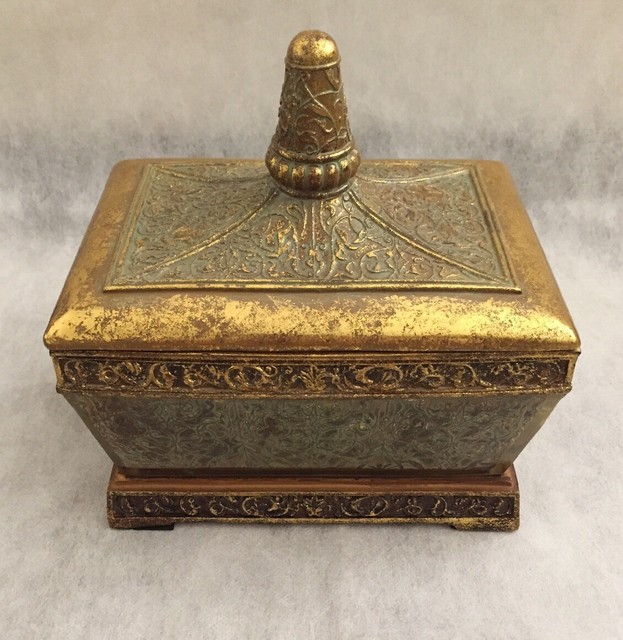 Decorative Gold Resin Box With Lid eBay
