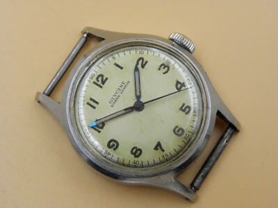 Rare GLYCINE Bienne Geneve Vintage Stainless Steel Military