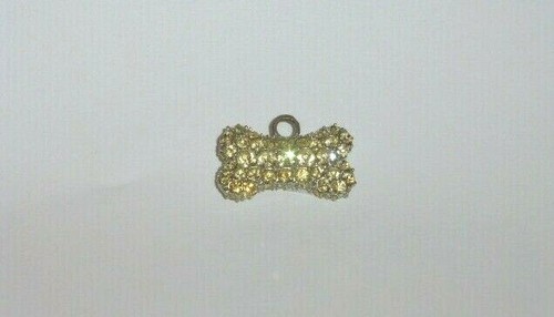 Pale Canary Yellow Crystal "Puffed" Bone Shaped Charm For Dogs & Humans ! - Picture 2 of 2