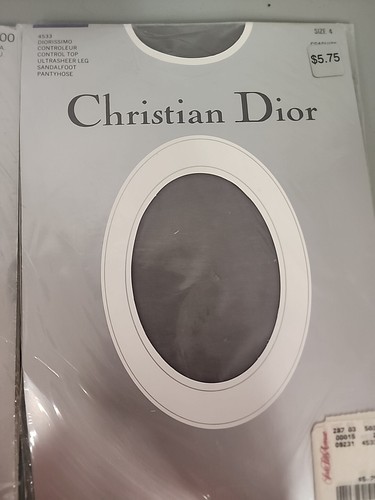 Vtg Christian Dior Sandal Foot Pantyhose Size 4 Lot Gray Black Control Top NOS - Picture 4 of 13