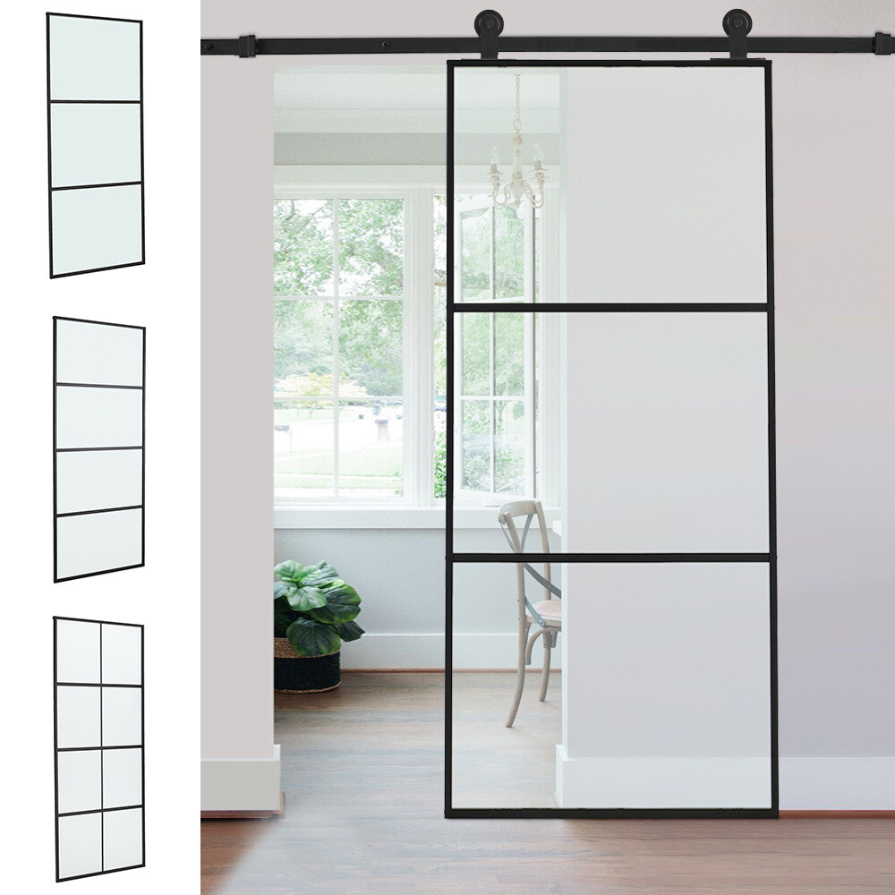 3x6.7FT Sliding Door Glass and Aluminium Slide Rail Sliding Glass