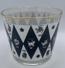 Mid Century Jeanette Glass Harlequin Zodiac Astrological Highball Icebucket